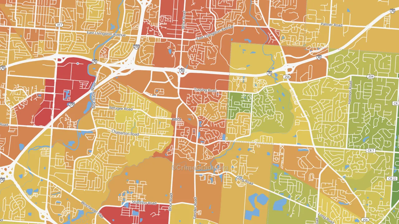 Brice-Tussing, Columbus, OH Map of Drug-Related Crime Rates