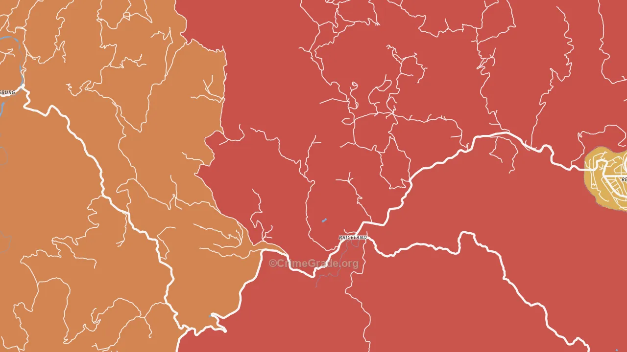 Briceland, CA Map of Drug-Related Crime Rates