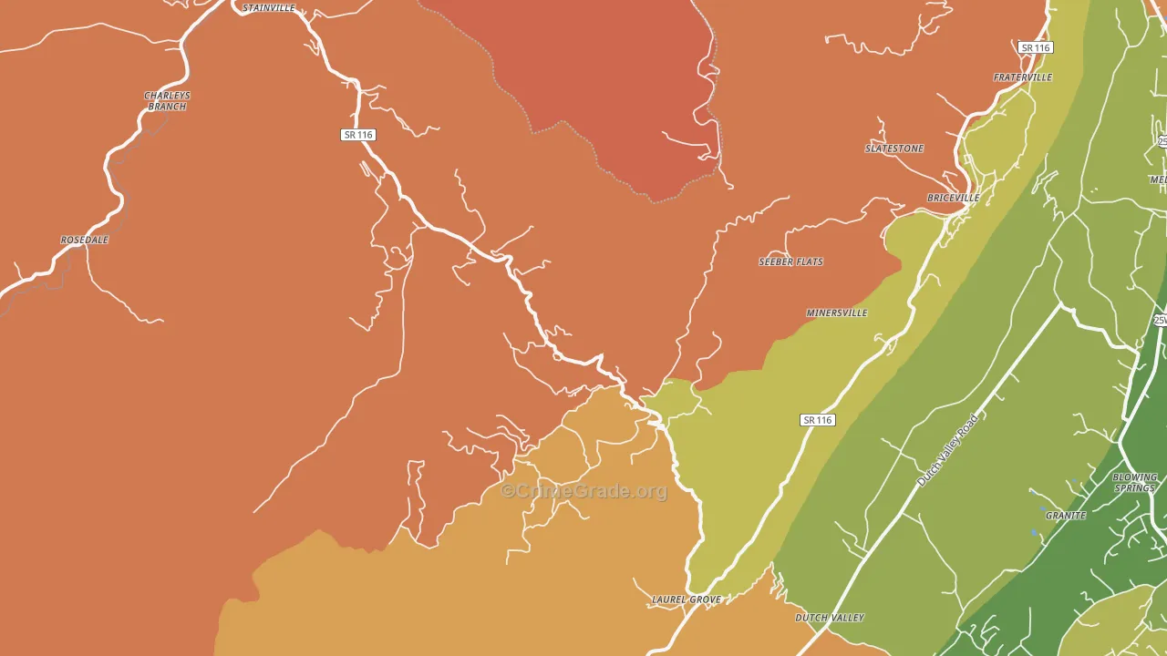 Briceville, TN Map of Drug-Related Crime Rates