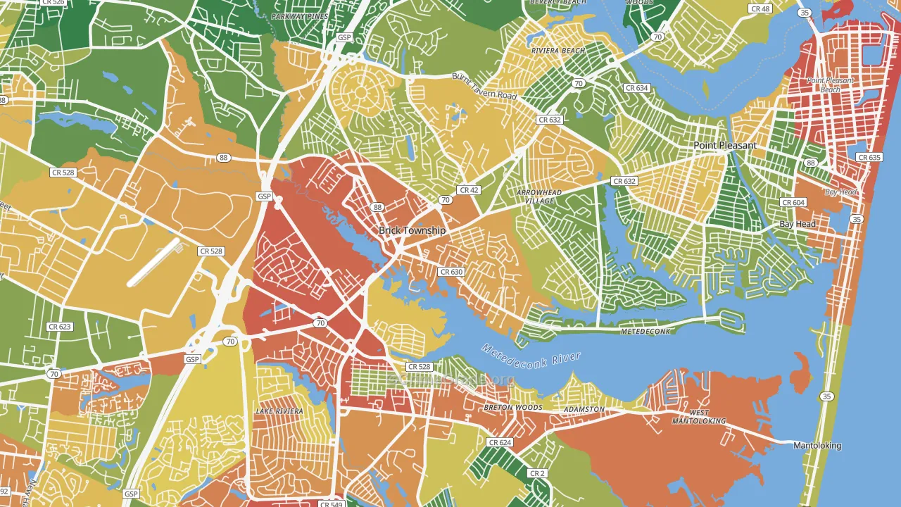 Brick, NJ Map of Drug-Related Crime Rates