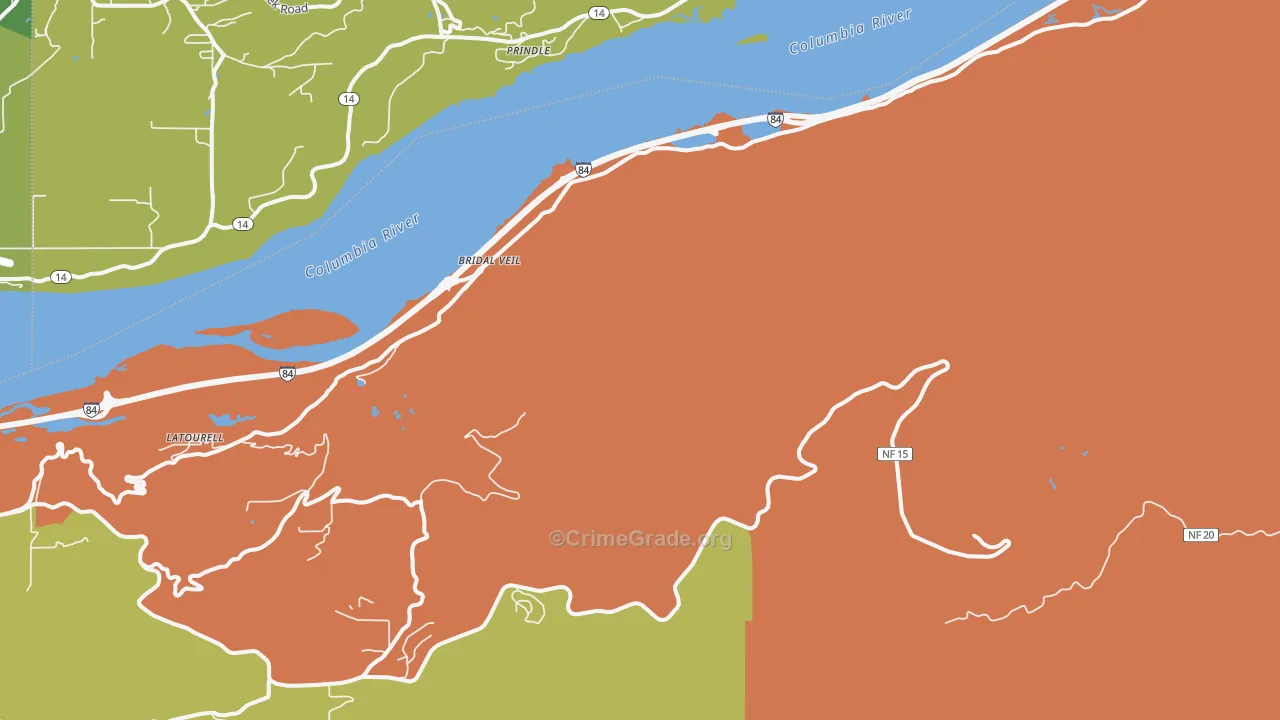 Bridal Veil, OR Map of Drug-Related Crime Rates