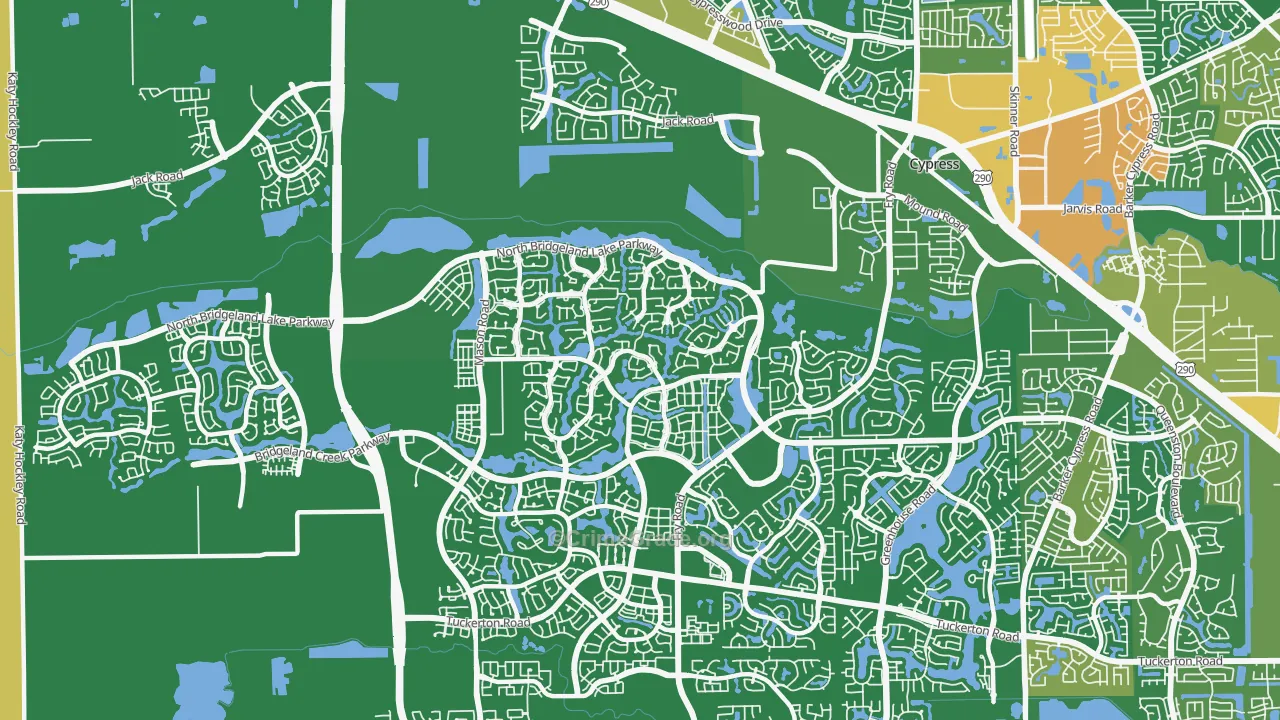 Bridgeland, Cypress, TX Map of Drug-Related Crime Rates