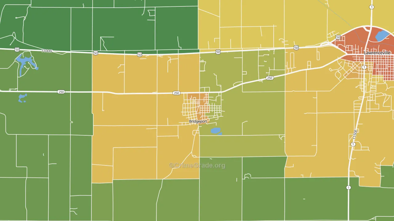 Bridgeport, IL Map of Drug-Related Crime Rates