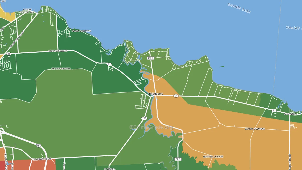 Bridgeport, NY Map of Drug-Related Crime Rates