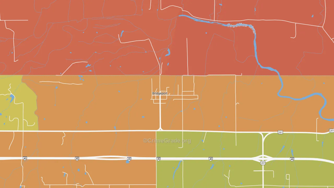 Bridgeport, OK Map of Drug-Related Crime Rates