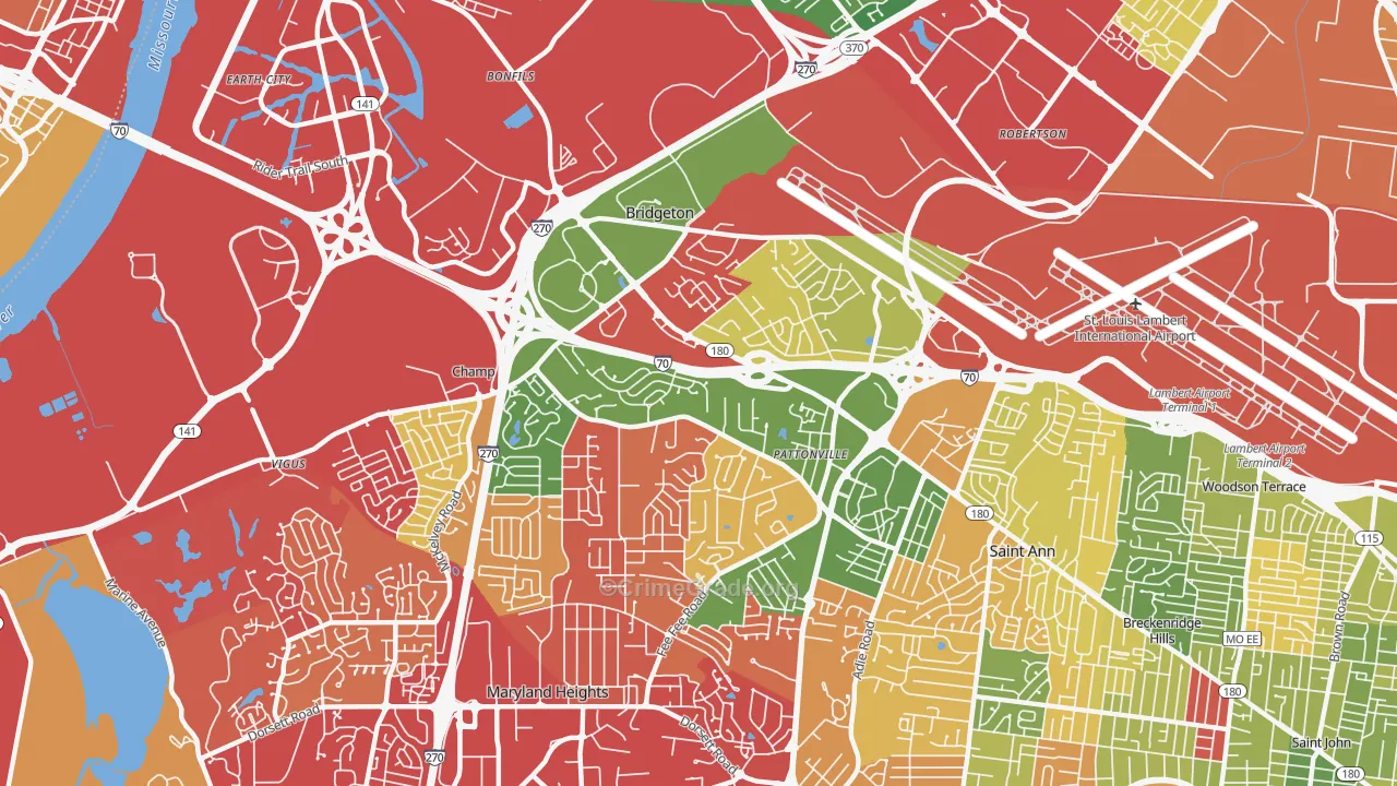 Bridgeton, MO Map of Drug-Related Crime Rates