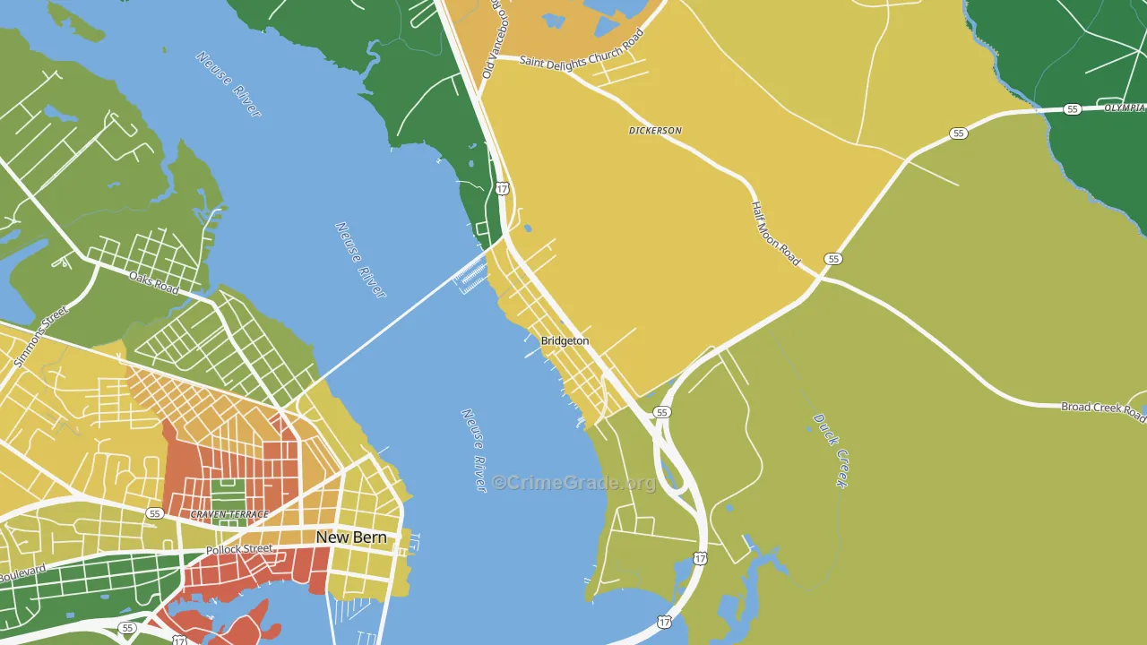 Bridgeton, NC Map of Drug-Related Crime Rates