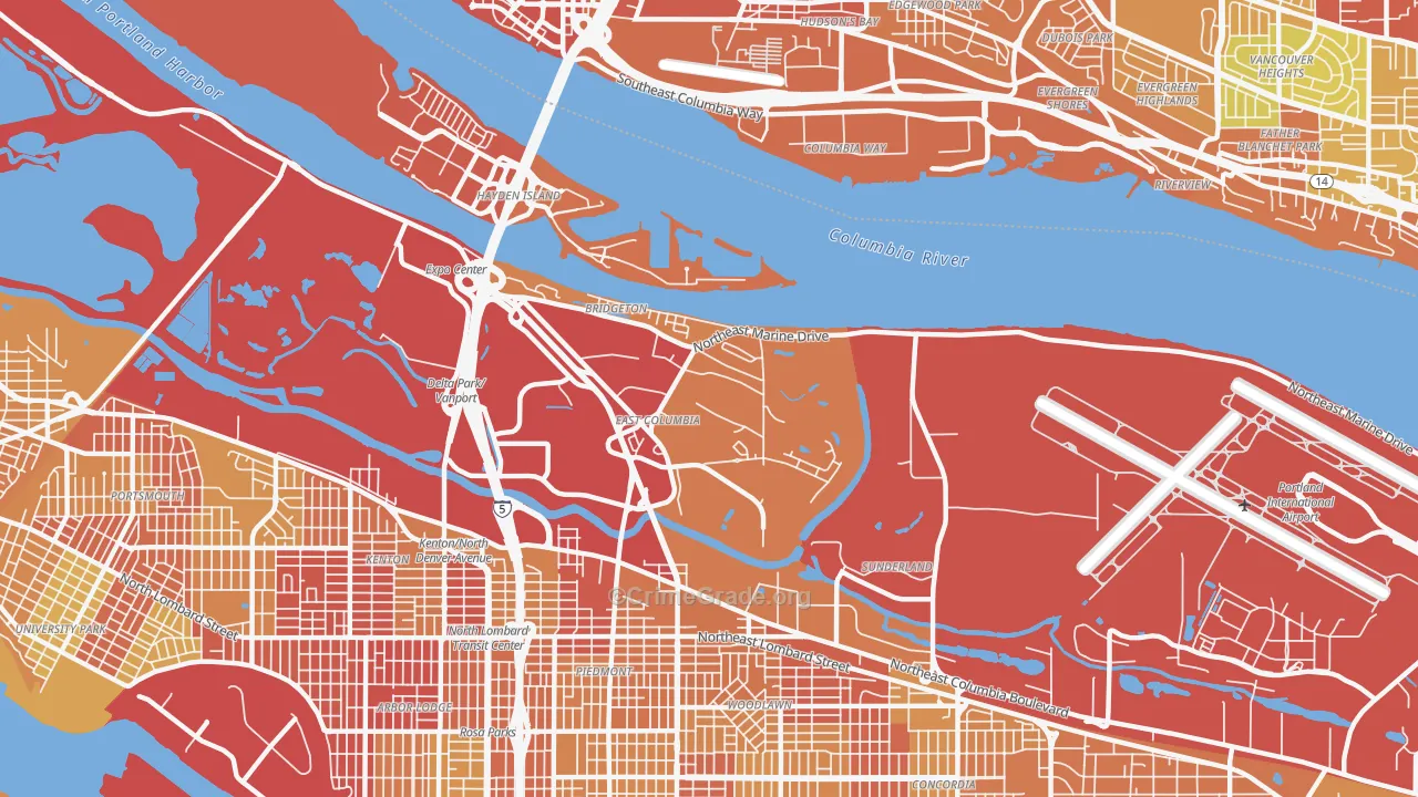 Bridgeton, Portland, OR Map of Drug-Related Crime Rates