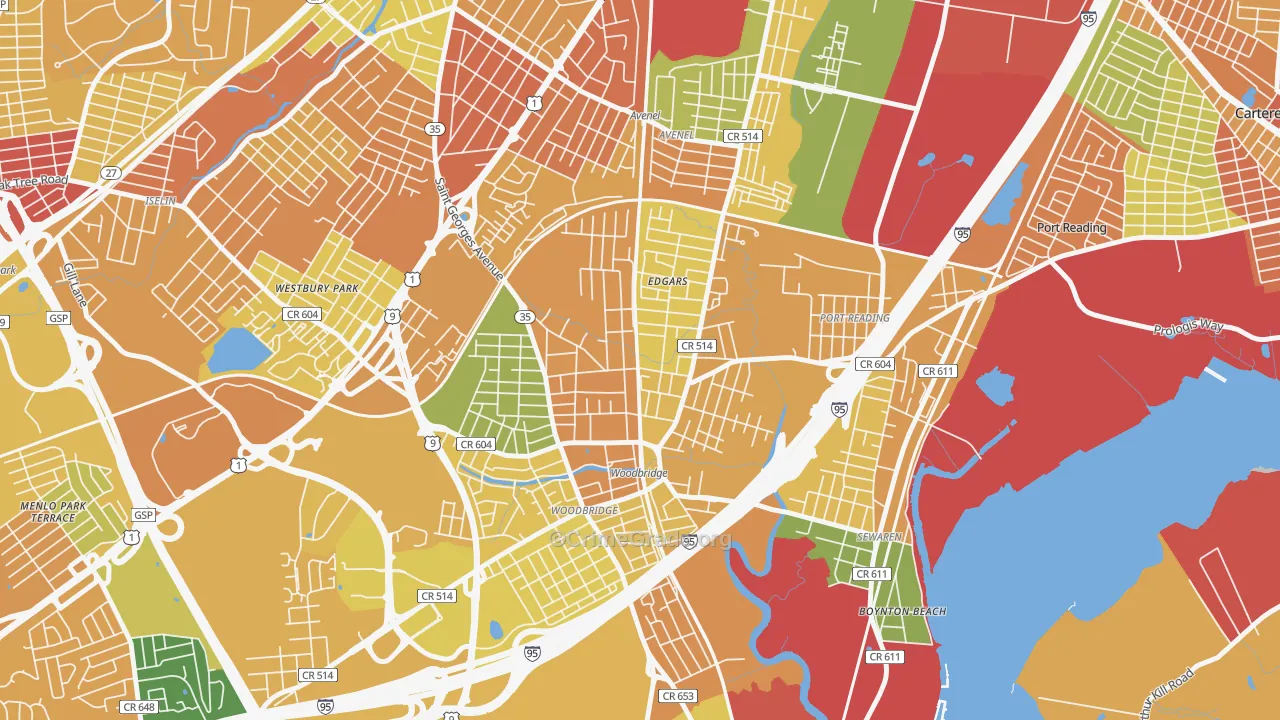 Bridgeton, Woodbridge, NJ Map of Drug-Related Crime Rates