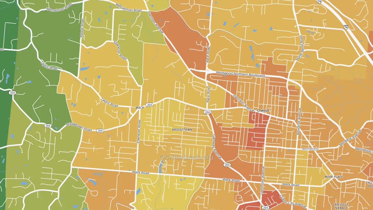 Bridgetown North, Cincinnati, OH Map of Drug-Related Crime Rates