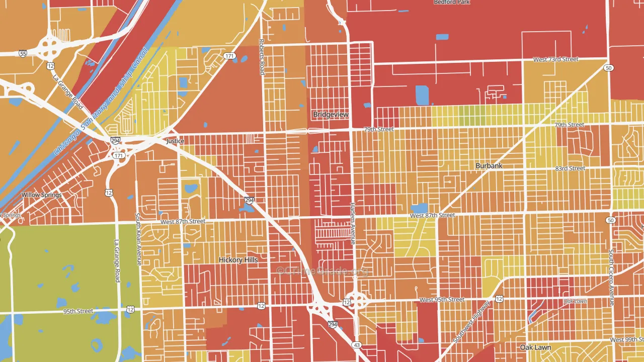 Bridgeview, IL Map of Drug-Related Crime Rates