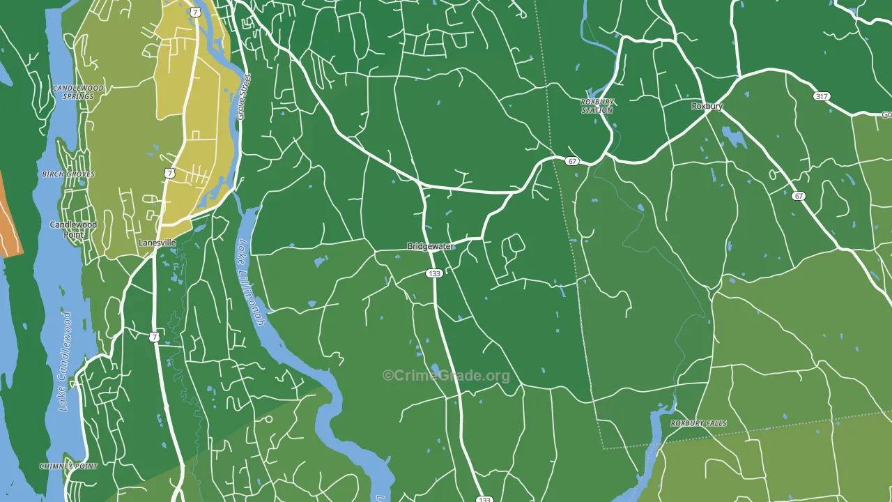 Bridgewater, CT Map of Drug-Related Crime Rates