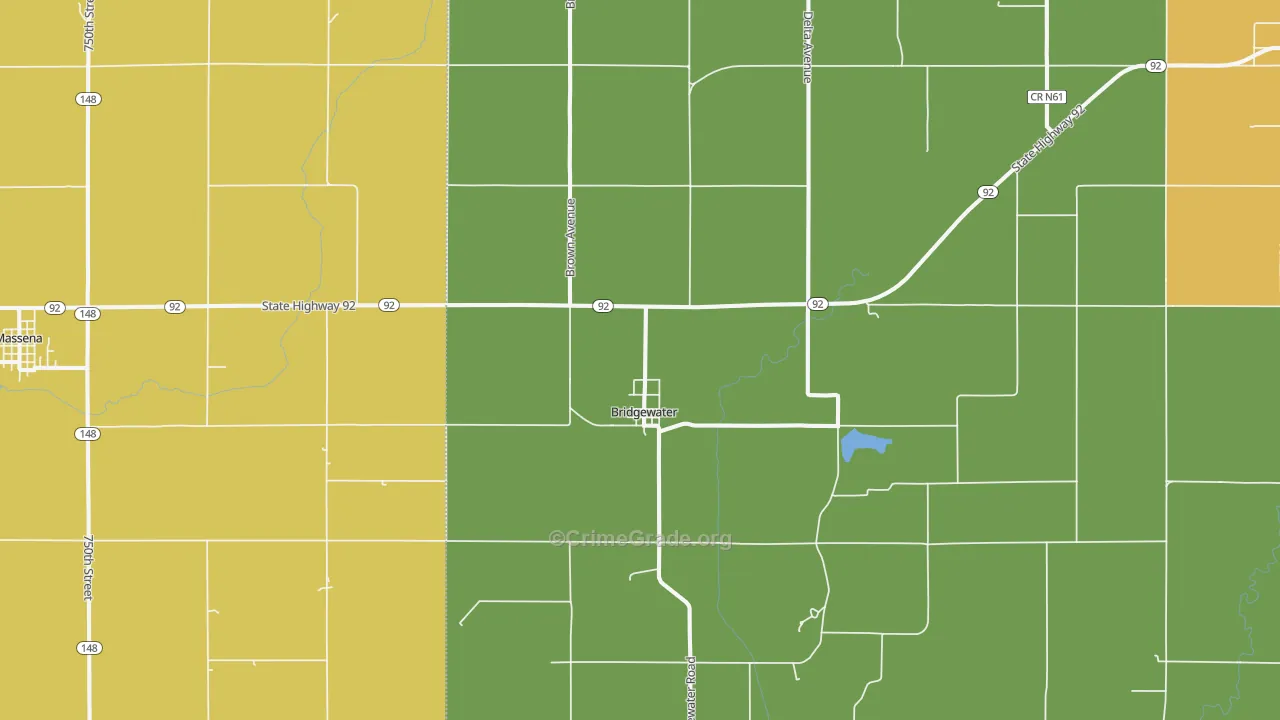 Bridgewater, IA Map of Drug-Related Crime Rates