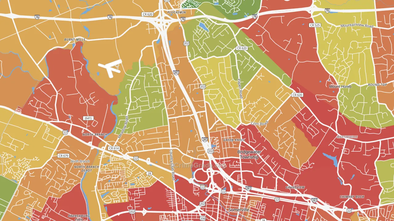 Bridgewater, NJ Map of Drug-Related Crime Rates