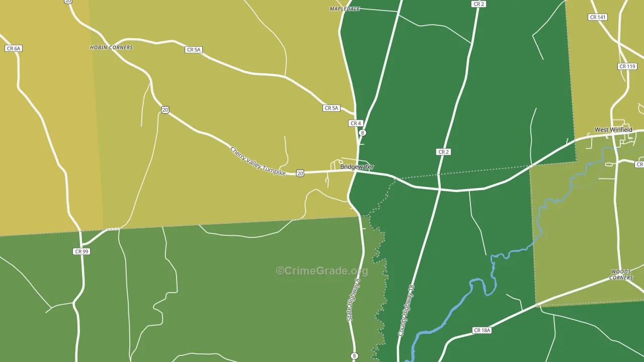 Bridgewater, NY Map of Drug-Related Crime Rates