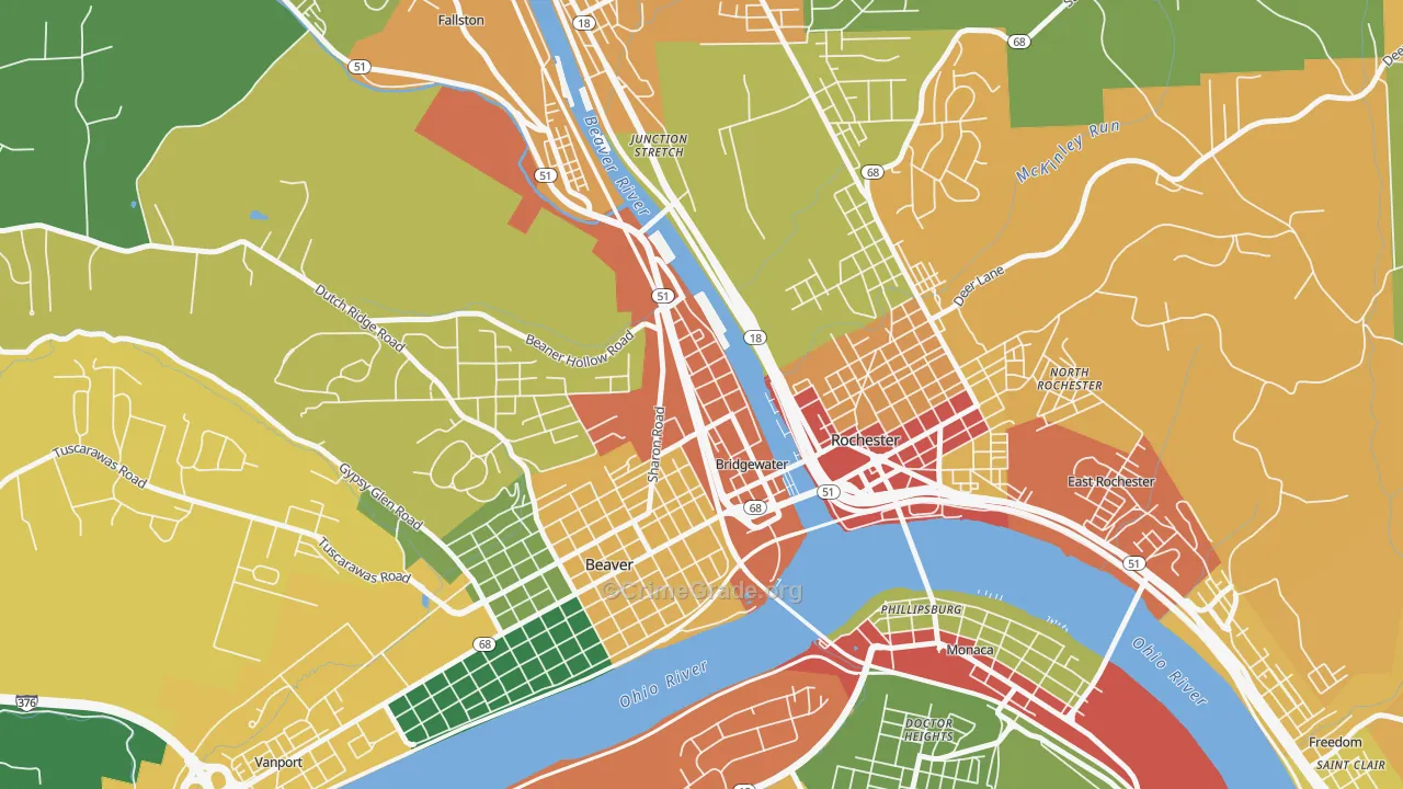Bridgewater, PA Map of Drug-Related Crime Rates