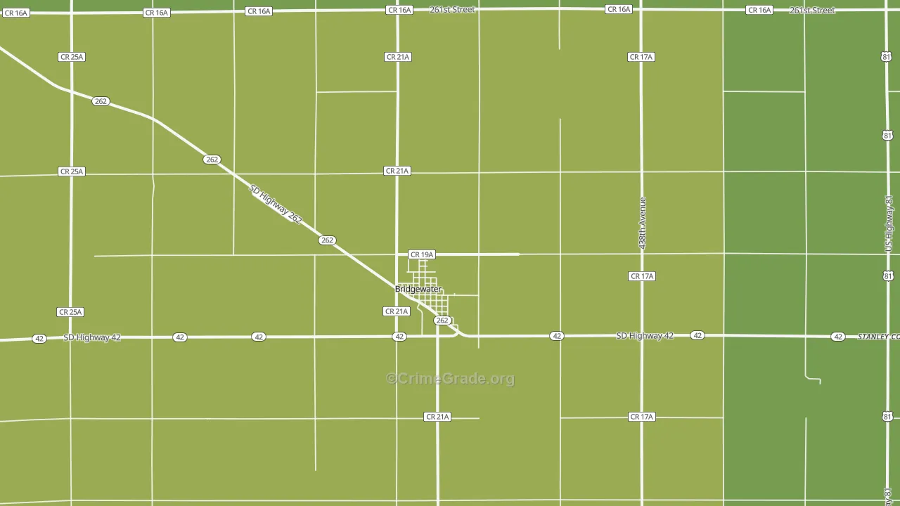 Bridgewater, SD Map of Drug-Related Crime Rates