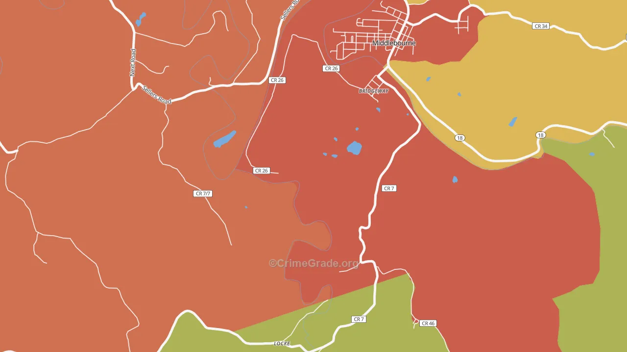 Bridgeway, WV Map of Drug-Related Crime Rates