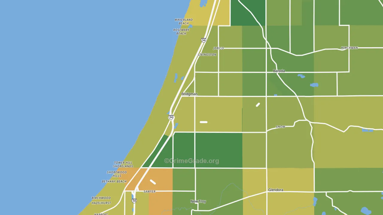 Bridgman, MI Map of Drug-Related Crime Rates
