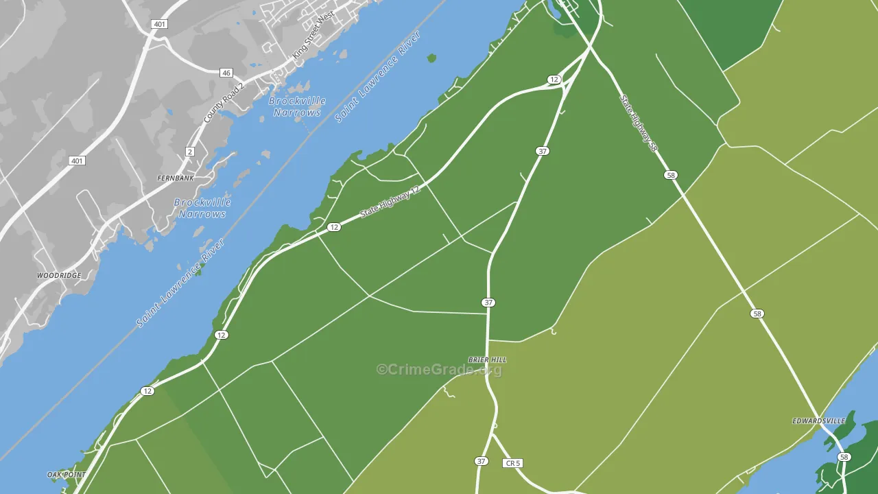 Brier Hill, NY Map of Drug-Related Crime Rates