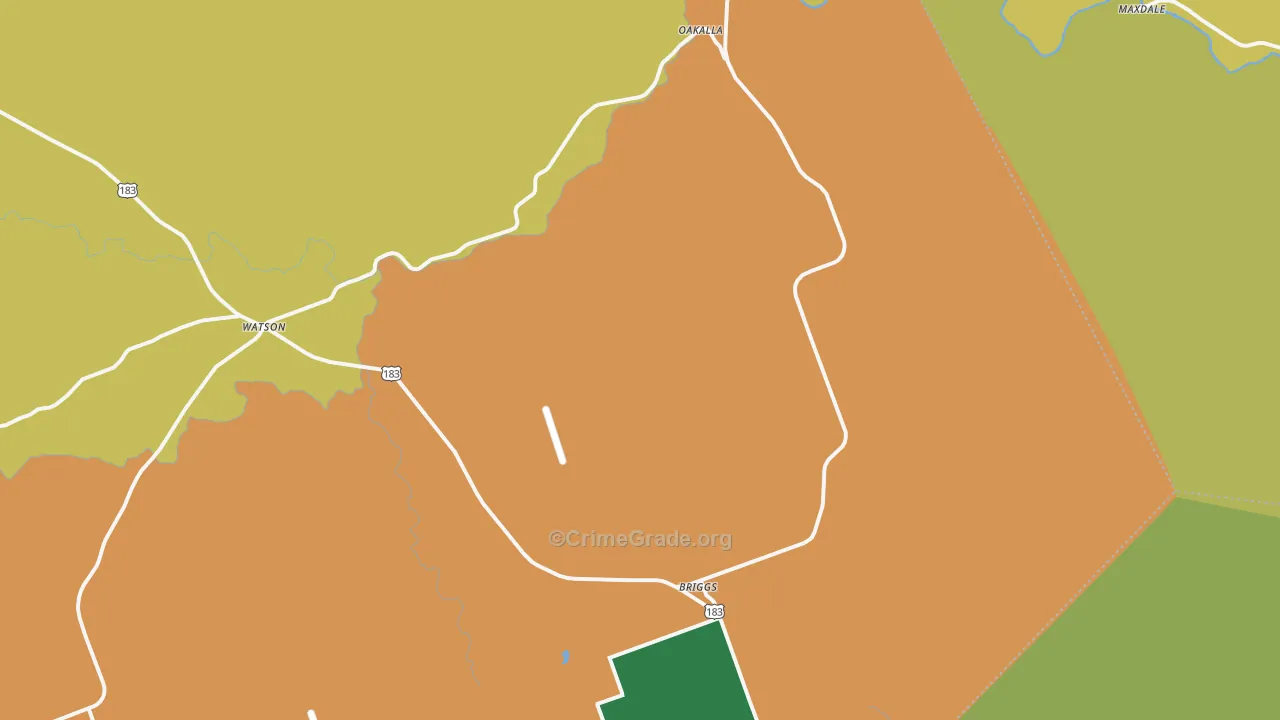 Briggs, TX Map of Drug-Related Crime Rates