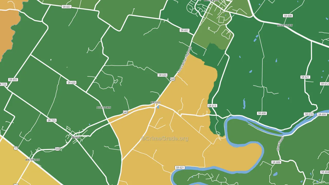 Briggs, VA Map of Drug-Related Crime Rates