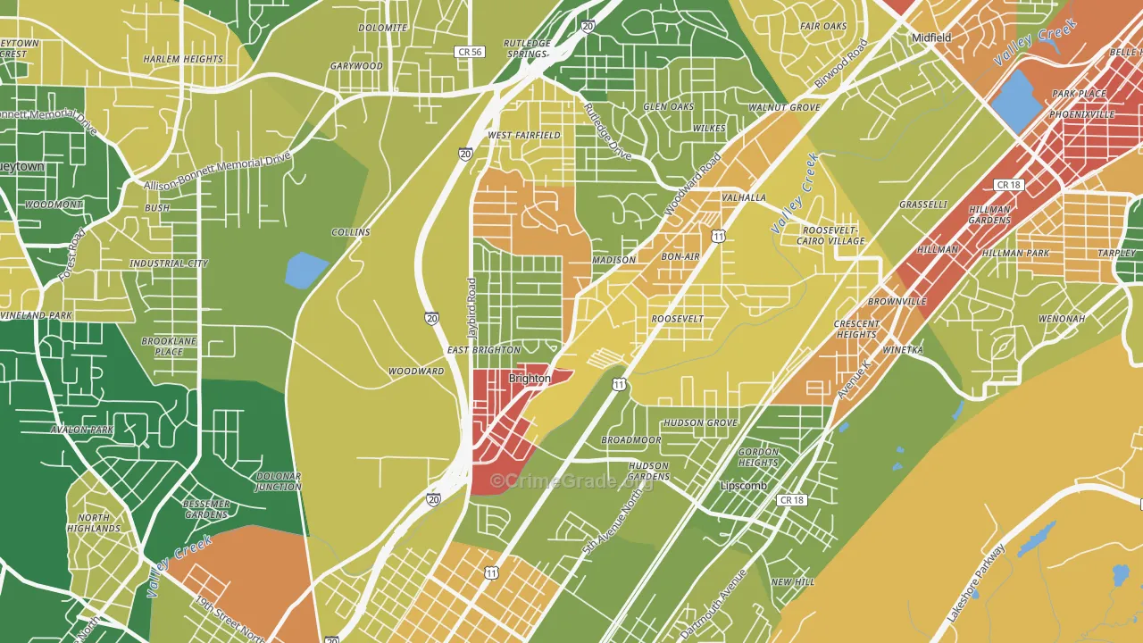 Brighton, AL Map of Drug-Related Crime Rates