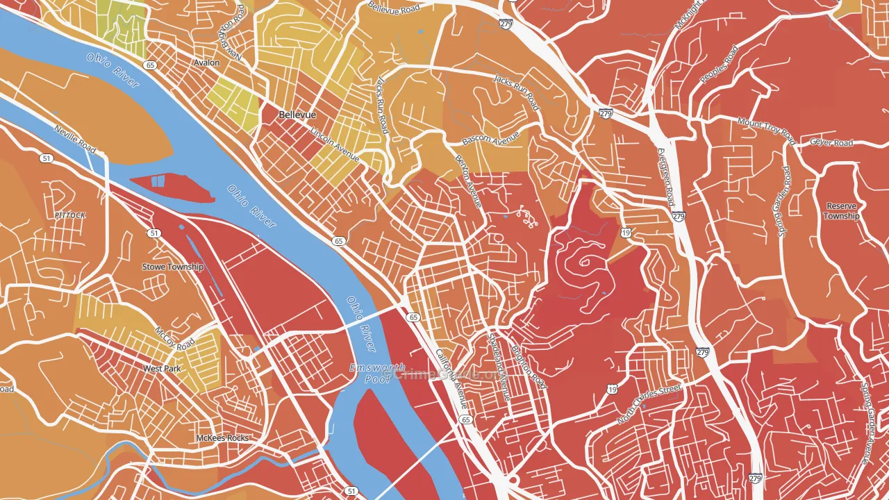 Brighton Heights, Pittsburgh, PA Map of Drug-Related Crime Rates