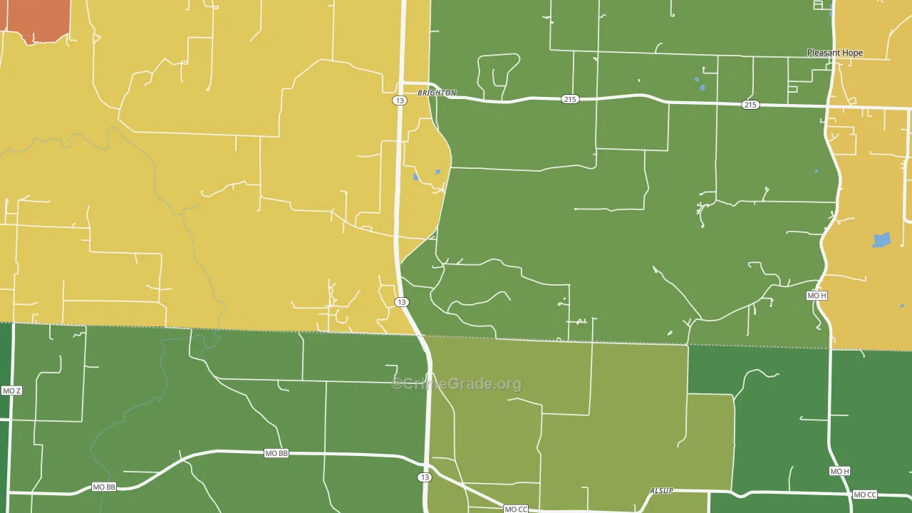 Brighton, MO Map of Drug-Related Crime Rates