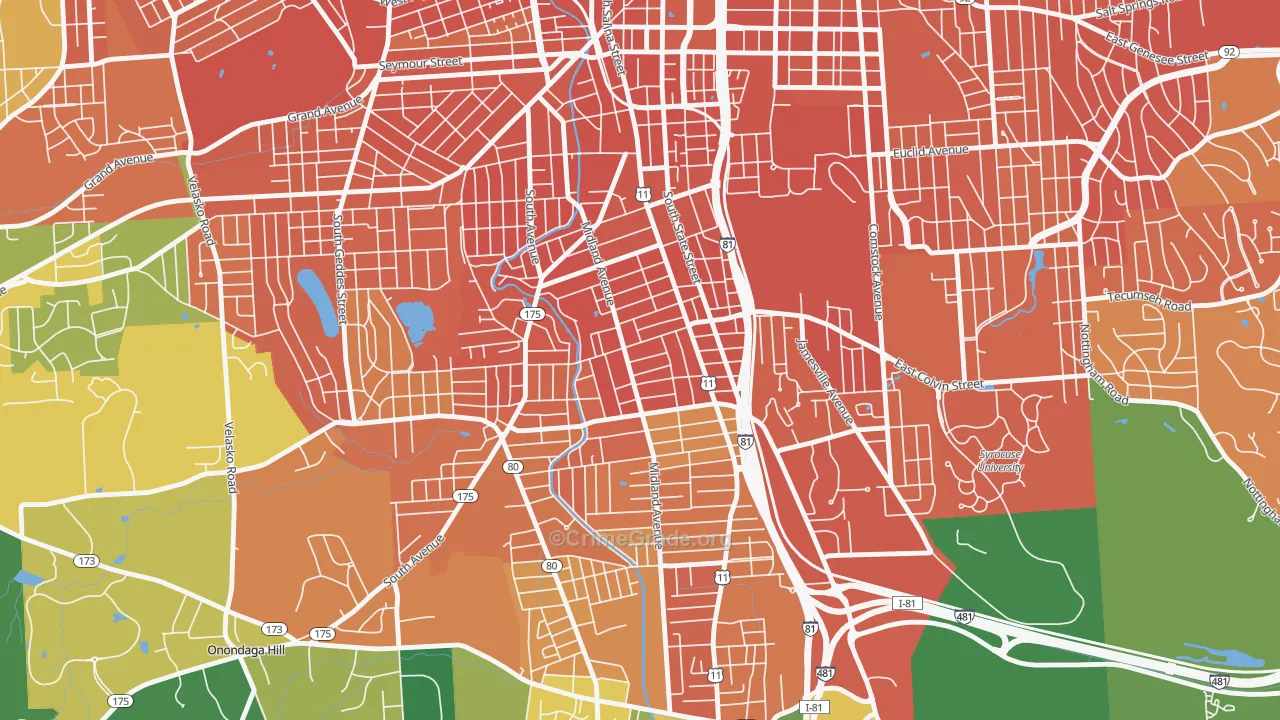 Brighton, Syracuse, NY Map of Drug-Related Crime Rates