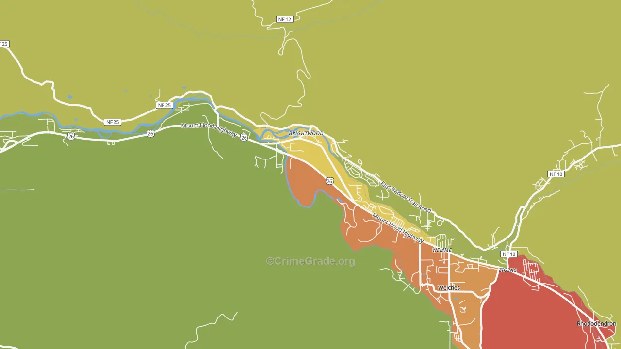 Brightwood, OR Map of Drug-Related Crime Rates