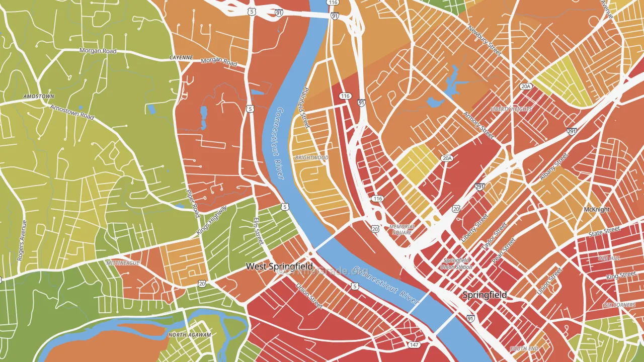 Brightwood, Springfield, MA Map of Drug-Related Crime Rates