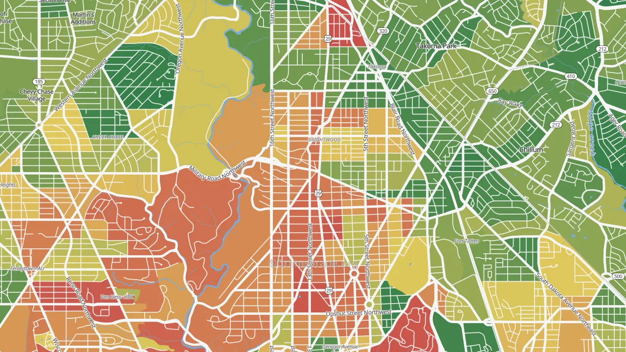 Brightwood, Washington, DC Map of Drug-Related Crime Rates