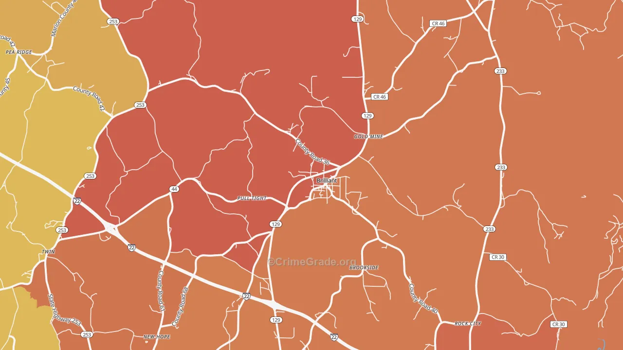 Brilliant, AL Map of Drug-Related Crime Rates