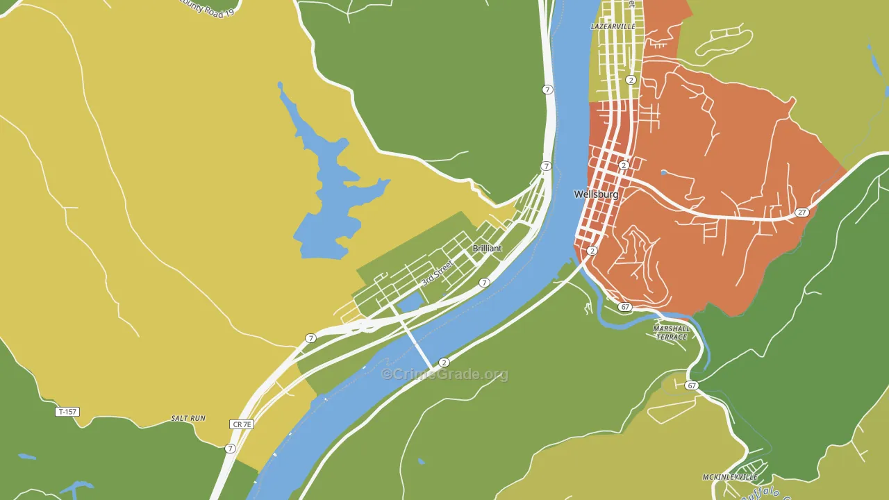 Brilliant, OH Map of Drug-Related Crime Rates