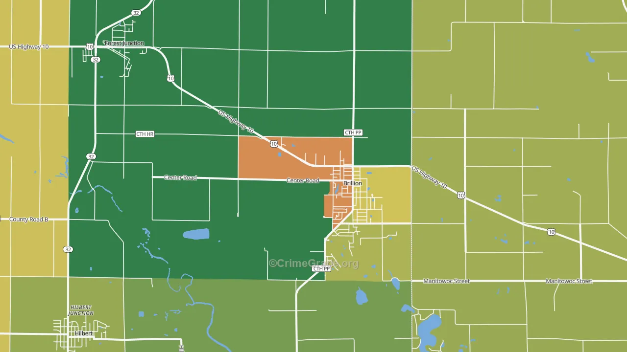 Brillion, WI Map of Drug-Related Crime Rates