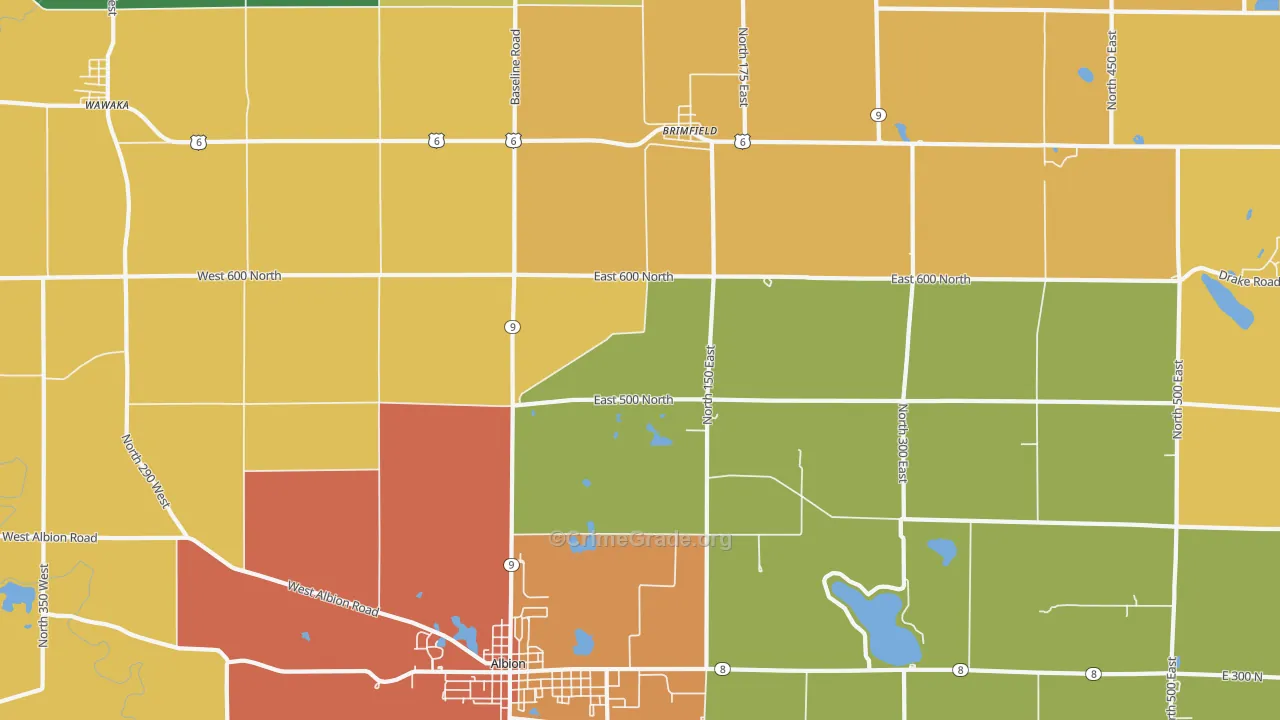 Brimfield, IN Map of Drug-Related Crime Rates