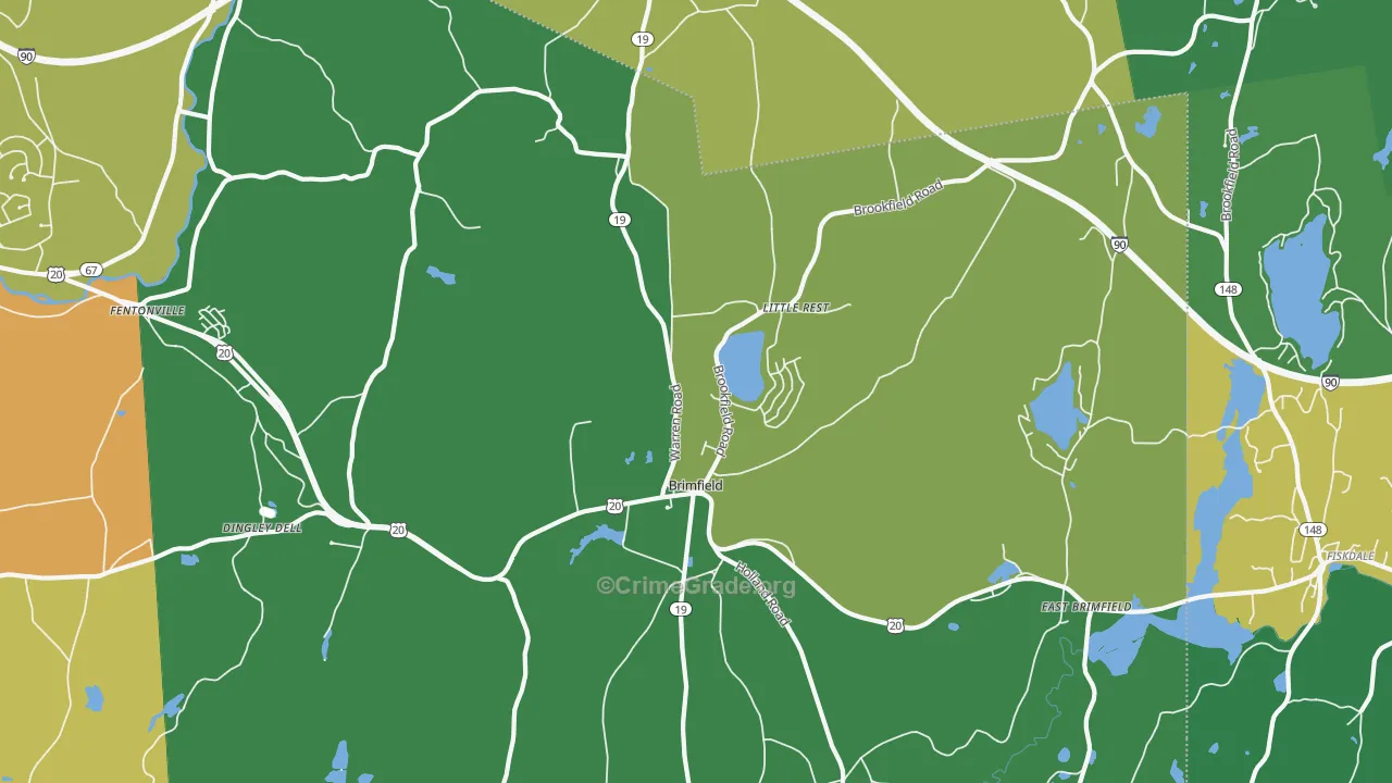 Brimfield, MA Map of Drug-Related Crime Rates