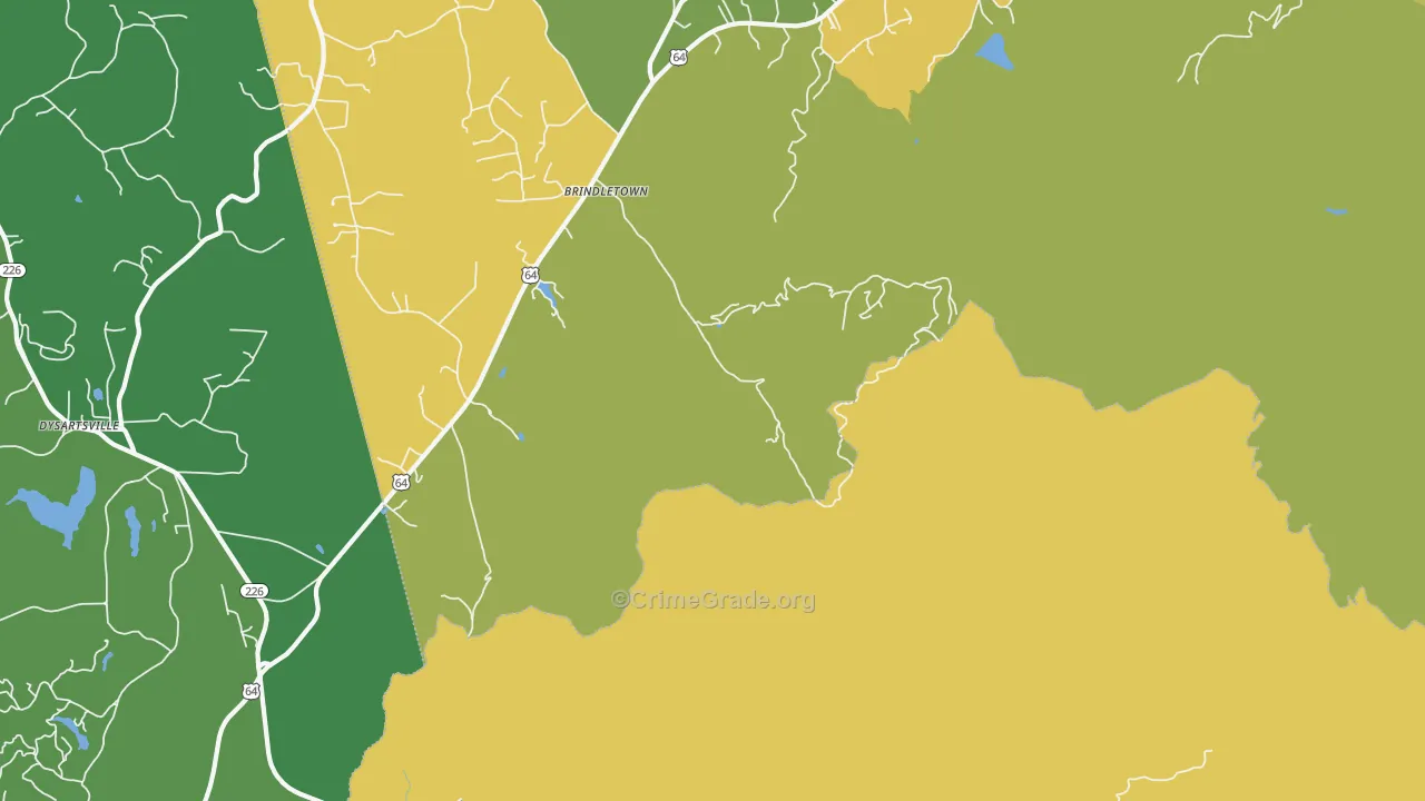 Brindle Town, NC Map of Drug-Related Crime Rates
