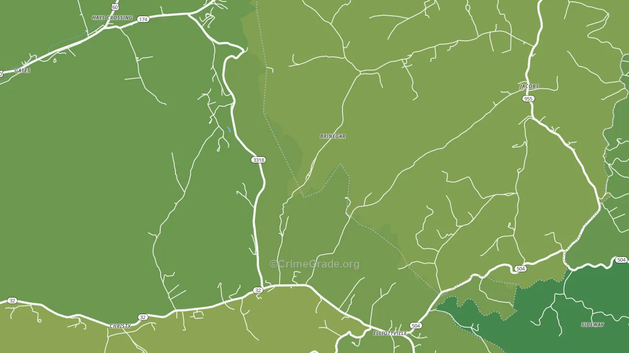 Brinegar, KY Map of Drug-Related Crime Rates