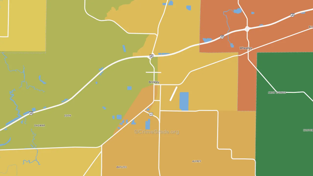 Brinkley, AR Map of Drug-Related Crime Rates