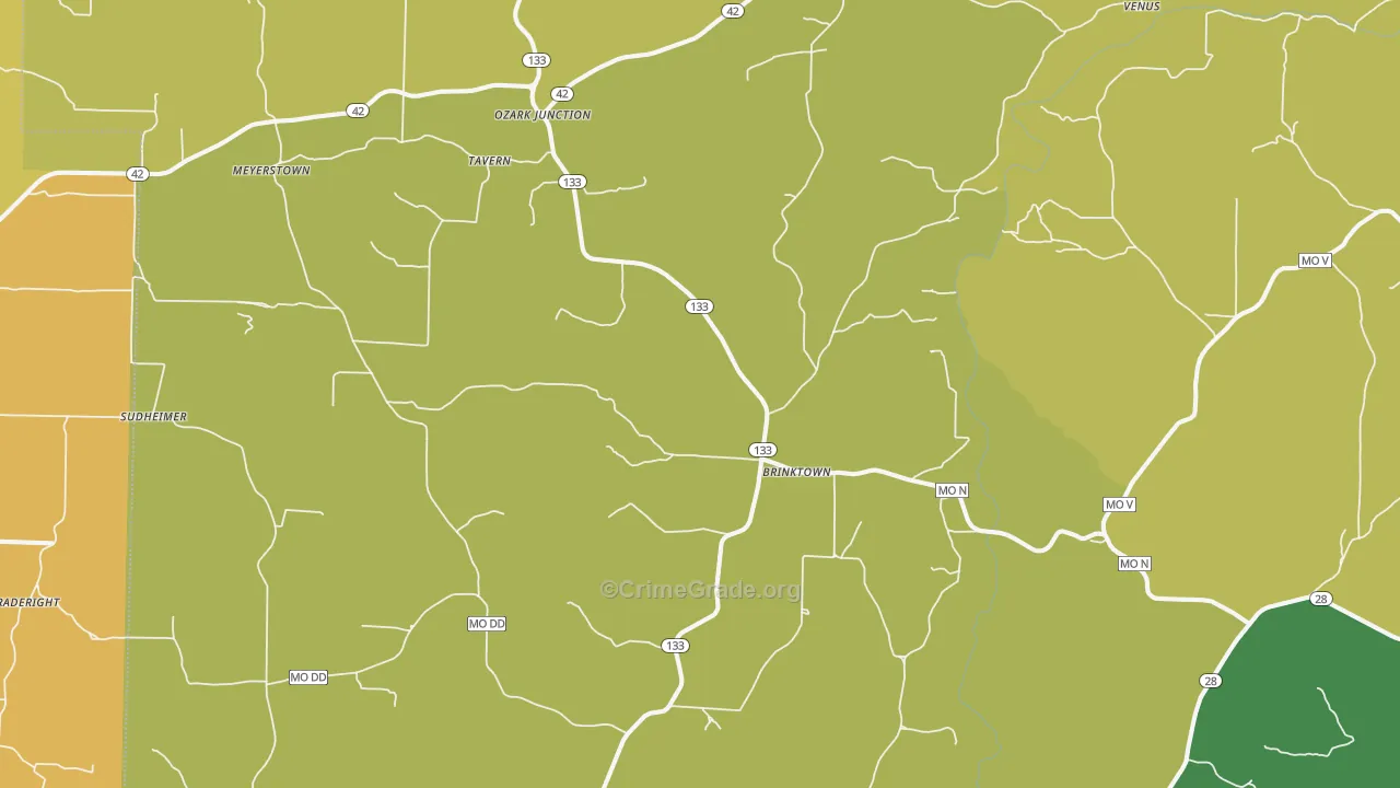 Brinktown, MO Map of Drug-Related Crime Rates