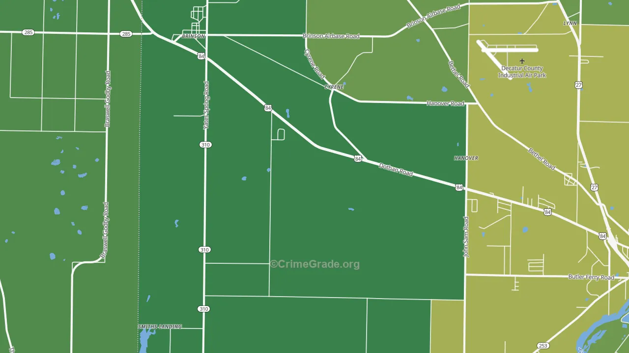 Brinson, GA Map of Drug-Related Crime Rates