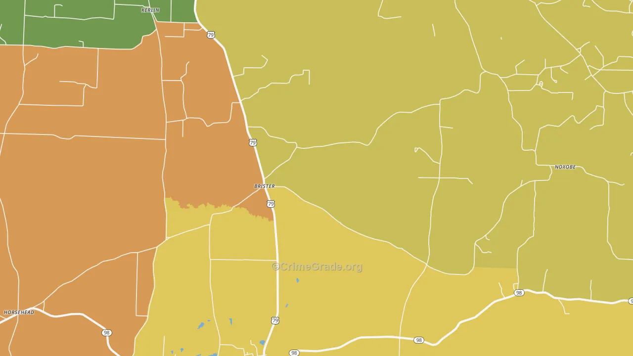 Brister, AR Map of Drug-Related Crime Rates