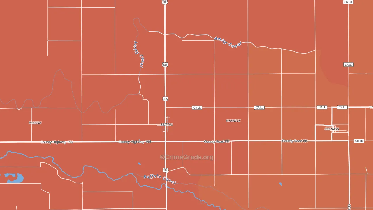 Bristol, CO Map of Drug-Related Crime Rates