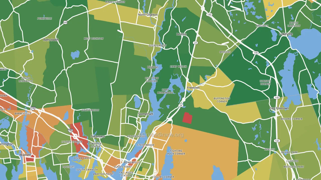 Bristol County, MA Map of Drug-Related Crime Rates