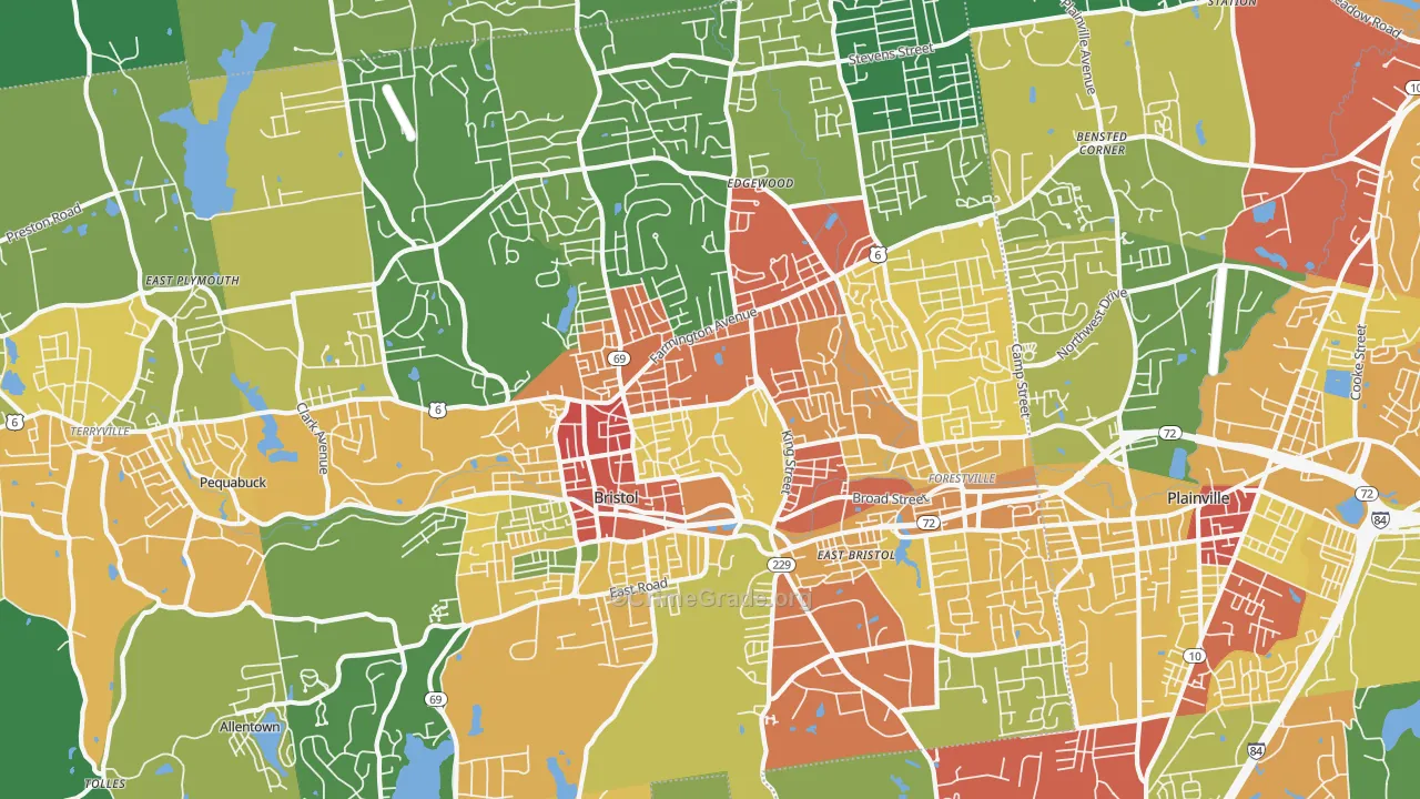 Bristol, CT Map of Drug-Related Crime Rates