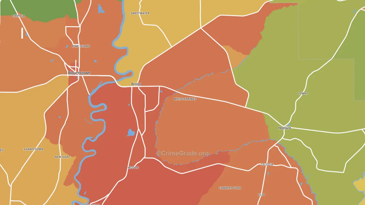 Bristol, FL Map of Drug-Related Crime Rates
