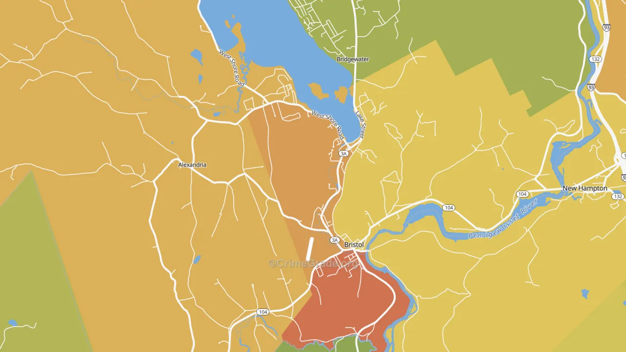 Bristol, NH Map of Drug-Related Crime Rates