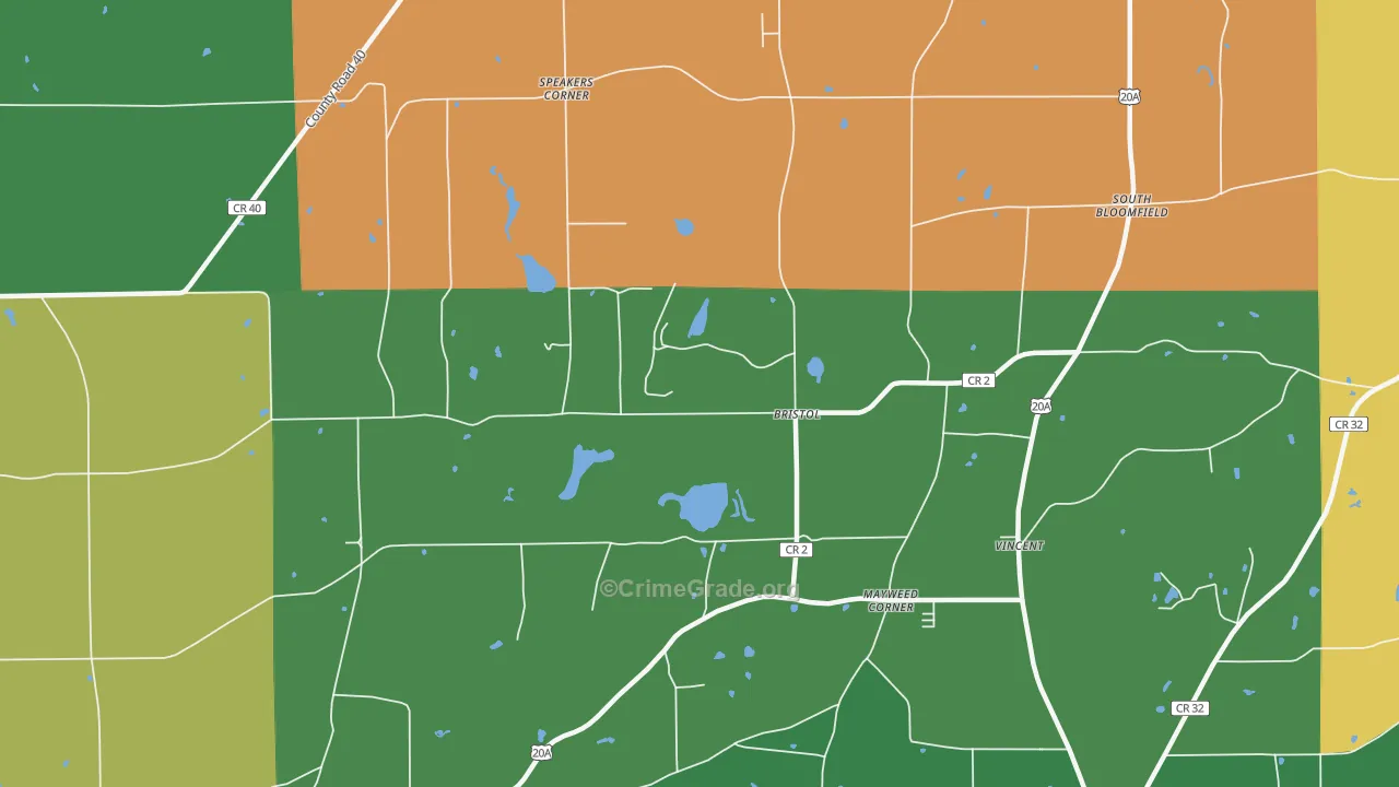 Bristol, NY Map of Drug-Related Crime Rates